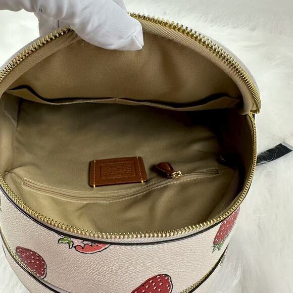 Coach Court Backpack with Strawberry Print Style In Canvas/Gold/Chalk CAS94 NWT - Picture 6 of 10